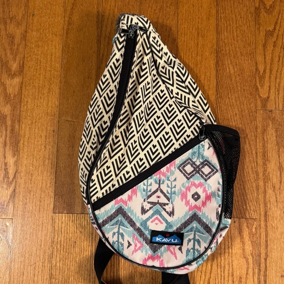 Kavu Black and Pink Backpack with Geometric Design - Picture 1 of 7